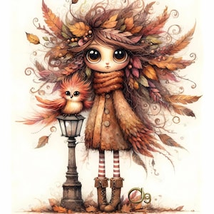 Autumn Phoenix Keeper-clipart, 10 hoogwaardige aquarel jpg's, kaarten maken, gezellige herfst DIY, ambachten Autumn Delights ongewenste journaling, scrapbooking