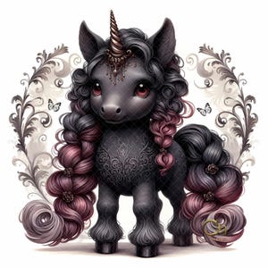 Halloween Gothic Unicorn Clipart Set of 10 High Res JPGs,Kids Halloween Spooky Season Printables Watercolor Cute Halloween,Fantasy,Whimsical
