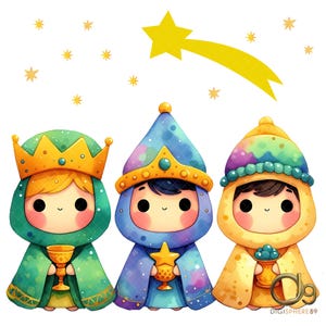 Three Wise Men PNG, Cute three wise men, Christmas designs, Sublimation design,Happy Three King Day, Merry Christmas png,3 wise men for kids
