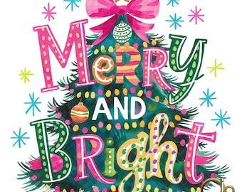 Christmas Tree Png, Merry and Bright,Merry Christmas Png,Retro Christmas Png,Holiday Tree Png, Christmas designs,Christmas decor,sublimation