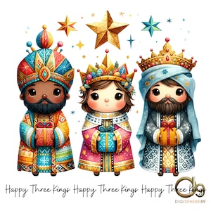 Three Wise Men PNG, Happy Three King Day,Cute three wise men, Christmas designs, Sublimation design, Merry Christmas png,3 wise men for kids