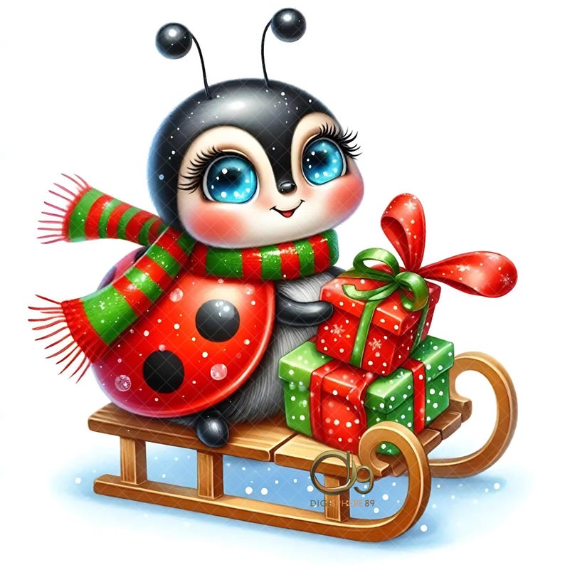 Christmas Ladybug Watercolor Clipart, 10 High Res Jpgs,adorable Ladybug ...