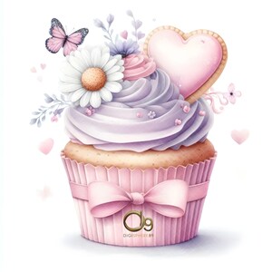 Valentine Cupcake Clipart, 10 High Res Jpgs Cute Valentine Dessert ...