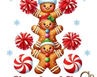 Christmas Gingerbread Cheer png, Cheerleader Gingerbread,Three Gingerbread PNG, Christmas Cheer Cookies, Gingerbread man,Sublimation design