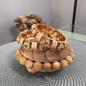 Gold Meenakari Rajwadi bangles / kundan bangles / Meenakari Kada/Indian Wedding jewelry / Kundan bridal bangles set