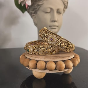 Gold Bangles/ Indian Bangles/ Antique gold Kada/ openable bangles/ temple jewelry / Floral bangles/ south indian jewelry/ kangan