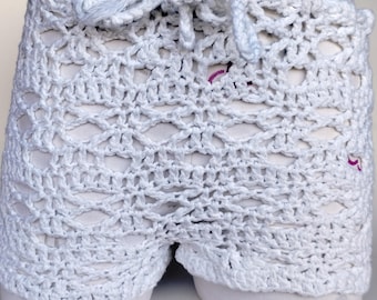White Cotton CROCHET Shorts, Swim Suit Cover Up