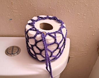 Purple Toilet Paper Spare Roll Holder, Toilet Tissue Storage, Guest Bathroom Decor