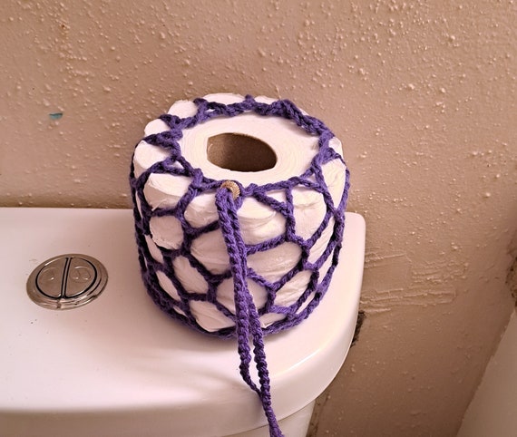 Purple toilet roll holder deals