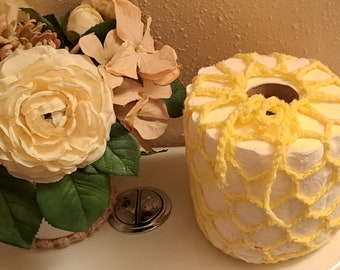 Yellow Toilet Paper Spare Roll Holder, Toilet Tissue Storage, Guest Bathroom Decor