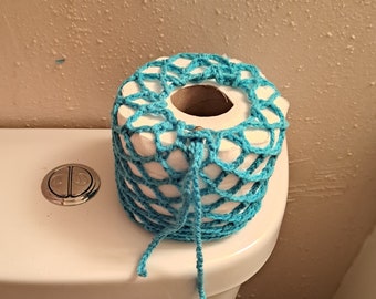 Light Turquoise Toilet Paper Spare Roll Holder, Toilet Tissue Storage, Guest Bathroom Decor