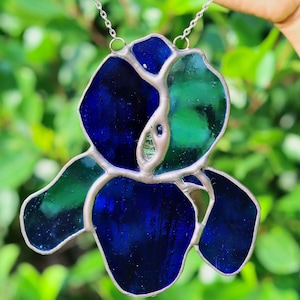 Iris Flower Stained Glass Suncatcher