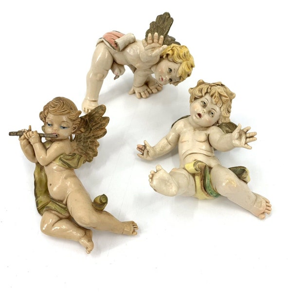 Lot 2 Fontanini Tumbling Cherubs and 1 Depose Italy Cherub 1988