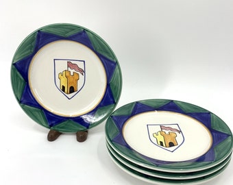 VIETRI Ceramic Hand Painted Salad Plate Crown Castle Design 1997 Set of 4