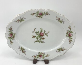 Johann Haviland Moss Rose 13" Plato de plato de servicio Gold Trim Baviera Alemania