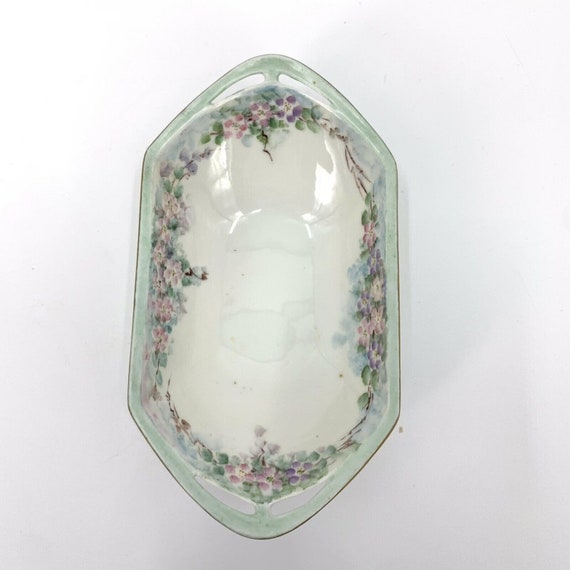 Pastel Floral Flowers Hand Painted Trinket Dish A… - image 2