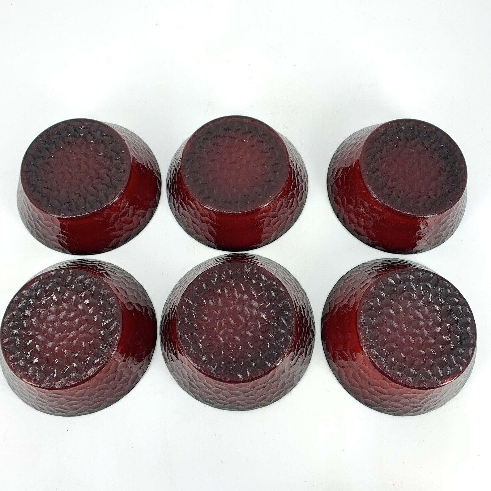 Ruby Red Glass Bowls Cereal Soup 6.25 Textured Outside Etsy