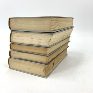 Gray Color Vintage Hardcover Book Stack 5 Home Decor Centerpiece Shelf Filler image 2