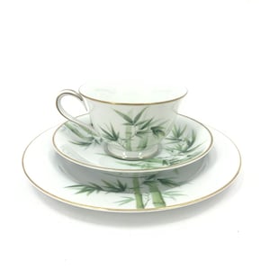 Tea Cup Saucer Bread Plate Place Setting Noritake Nippon Toki Kaisha Bamboo