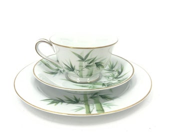 Tea Cup Saucer Bread Plate Place Setting Noritake Nippon Toki Kaisha Bamboo