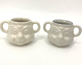Pfaltzgraff Teddy Bear Mugs Ceramic White Pair of 2
