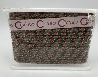 Conso Cord Vintage Tapicería Trim Rojo Verde Crema 3 Capas con Lip Empress 24 Yardas