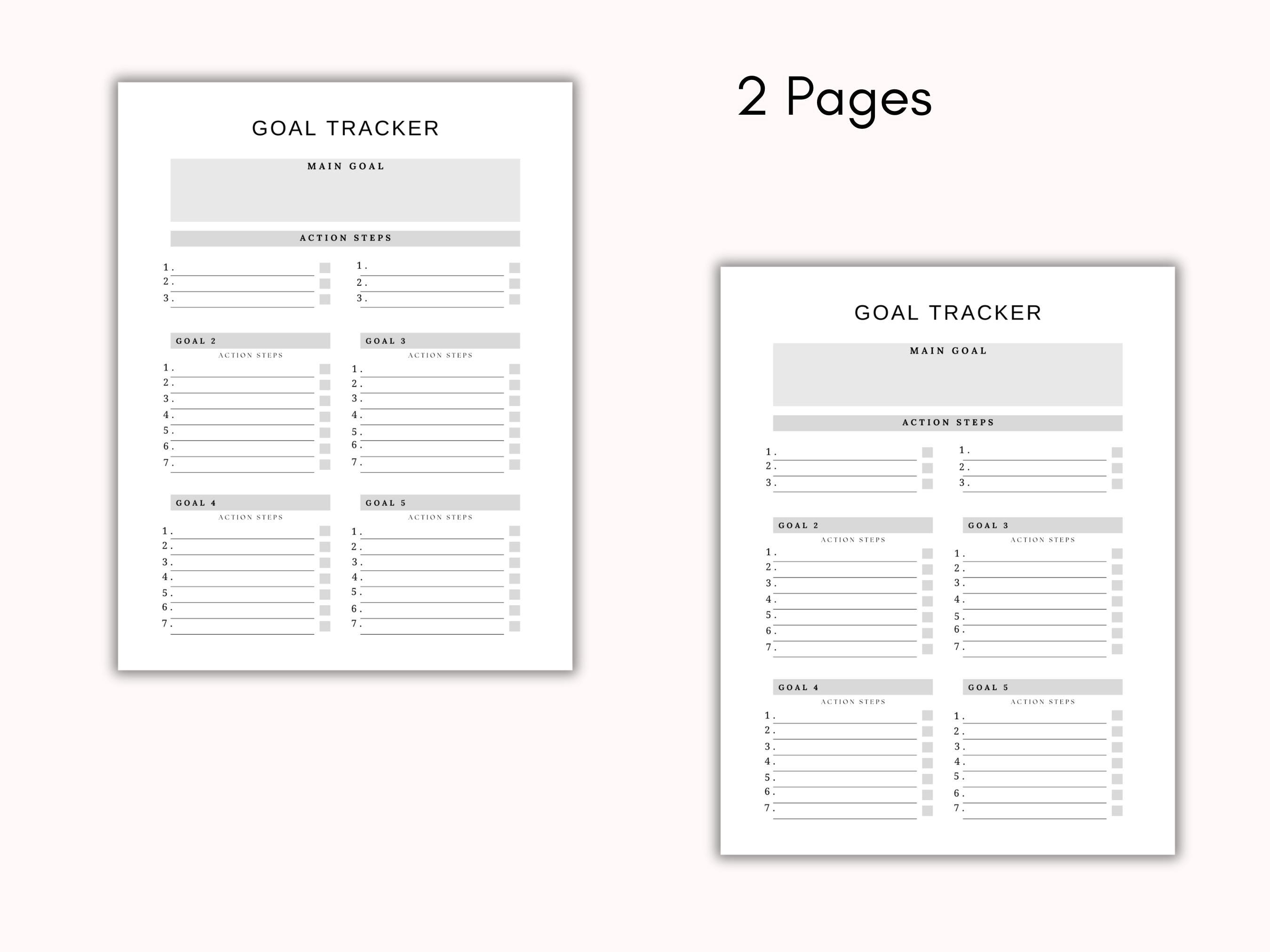 Goal Tracker Printable, Simple, Instant Download, A4, A5, US Letter 8.5 ...