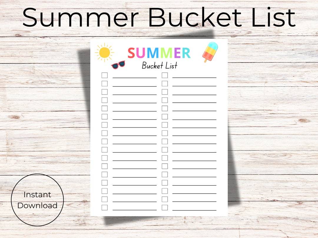 Summer Bucket List Printable Summer Activities Checklist Summer to Do Summer Bucket List Printable Summer Activities Checklist Summer to Do