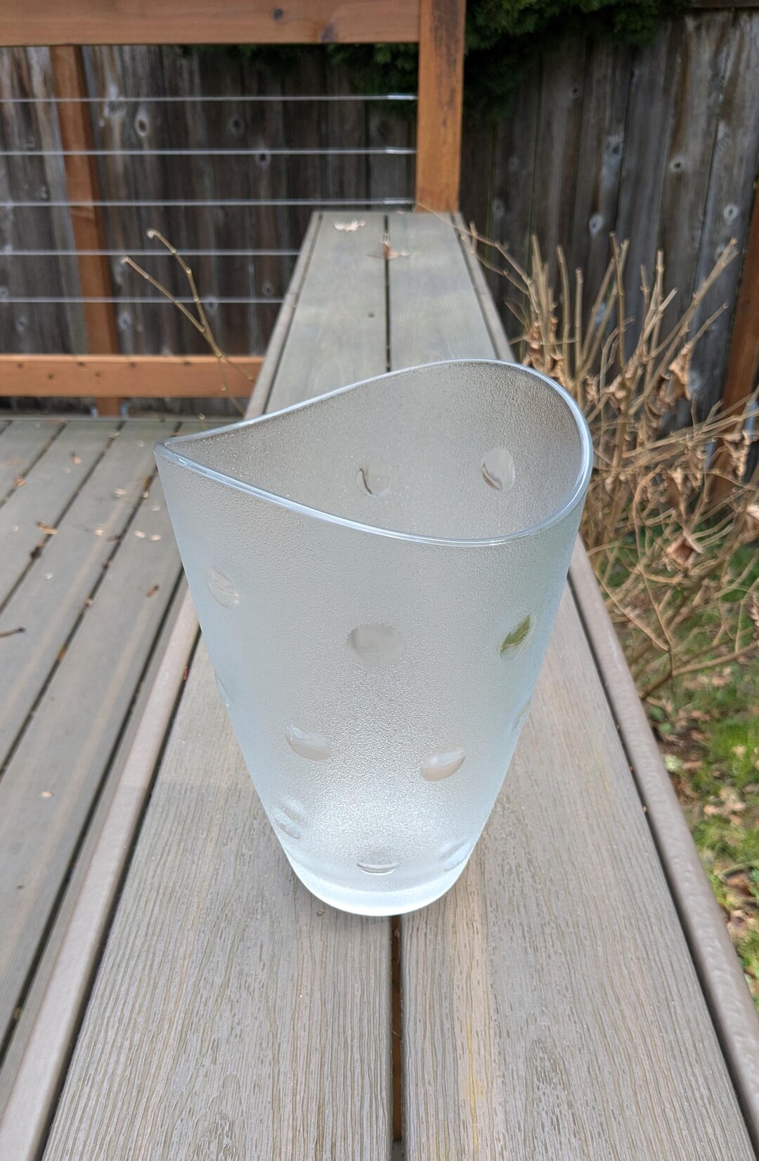 Textured Art Glass Reference: Vtg Italian Textured Art Glass Vase With Curved Lines And