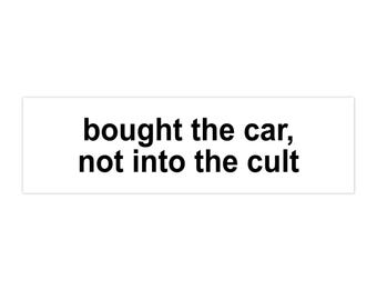 TESLA Cult-bumpersticker wit | Grappige voertuigbumpersticker, autosticker, auto-accessoires, spijtsticker