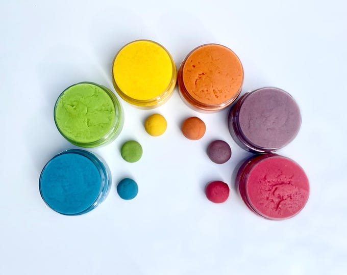 Organic* Non-Toxic, Dye Free Play Dough. Pack of 6 New Marbled or Solid Colors 5.5oz Jars Infused with Organic* Essential Oils