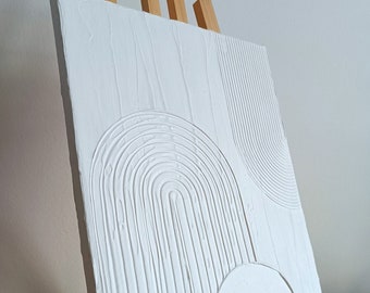 Strukturbild – Boho - weiß - textured art – handmade – Unikat – Einrichtung – Kunst – Gemälde – minimalistisch – modern - Leinwand