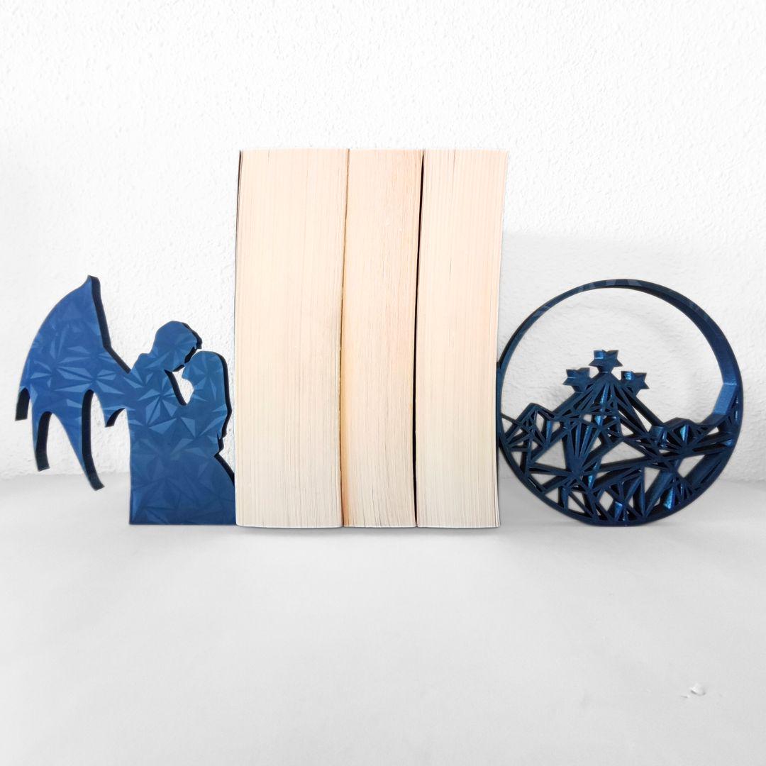 "Night Cut" Bookends ACOTAR Inspired by Feyre Rhysand, Night Blue, Silk Effect, Gift for Sarah J Maas Fans and Passionate Readers
