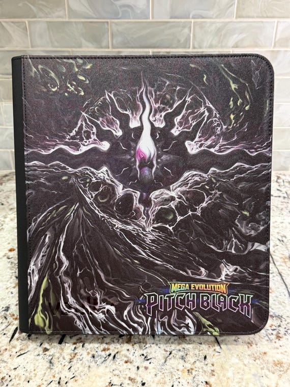 Pitch Black Pokemon Binder, Black Vault X 9 or 12 Pocket Zip TCG Album, Mega Darkrai Master Set Gift