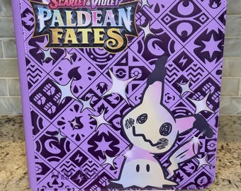 Paldean Fates Pokemon Binder, Purple 12 Pocket Zip TCG Album, Mimikyu Mew Master Set Gift