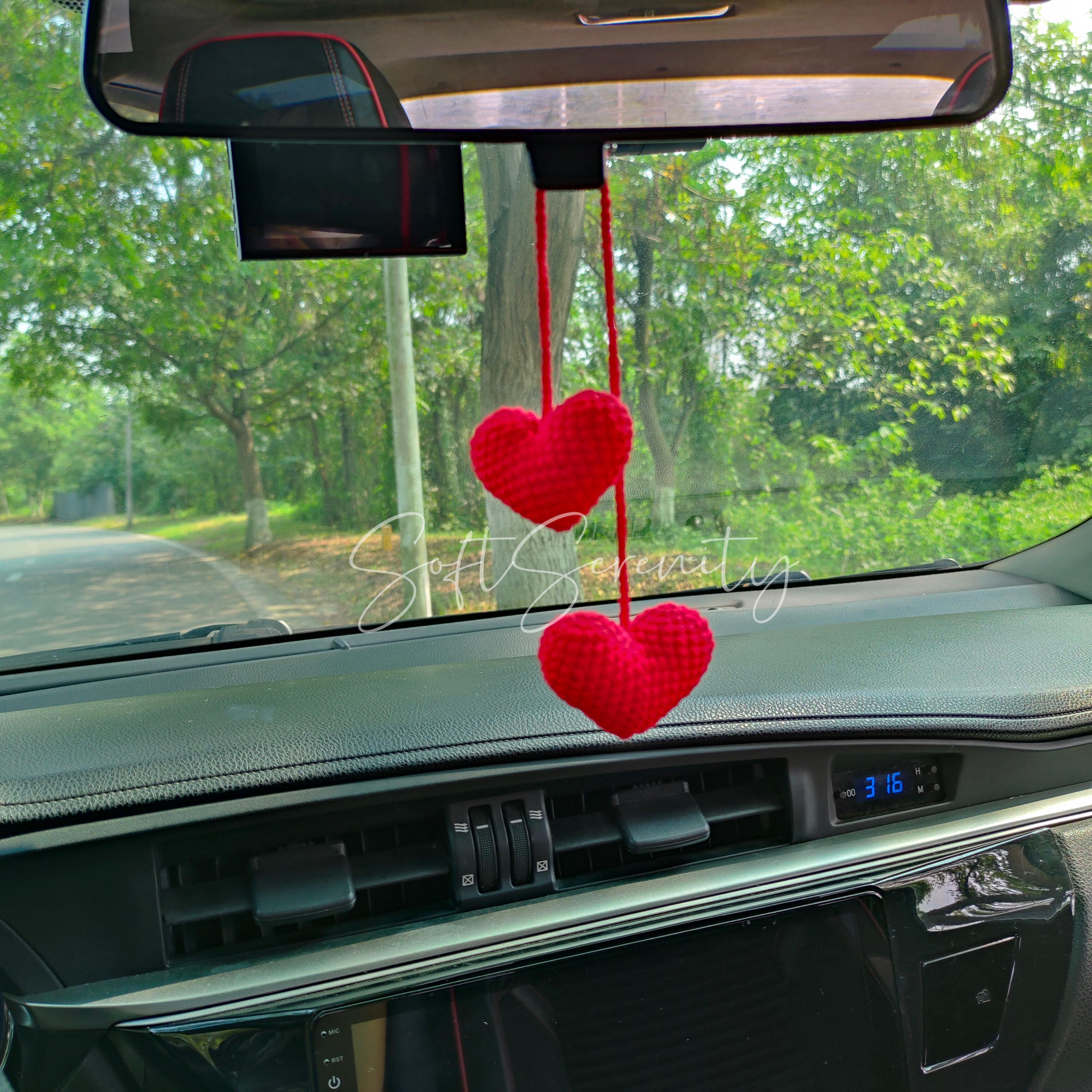 Ornement Voiture Fraise Au Crochet - Suspension Rétroviseur Mignon, Décoration Intérieure Handmade, Cadeau Femme