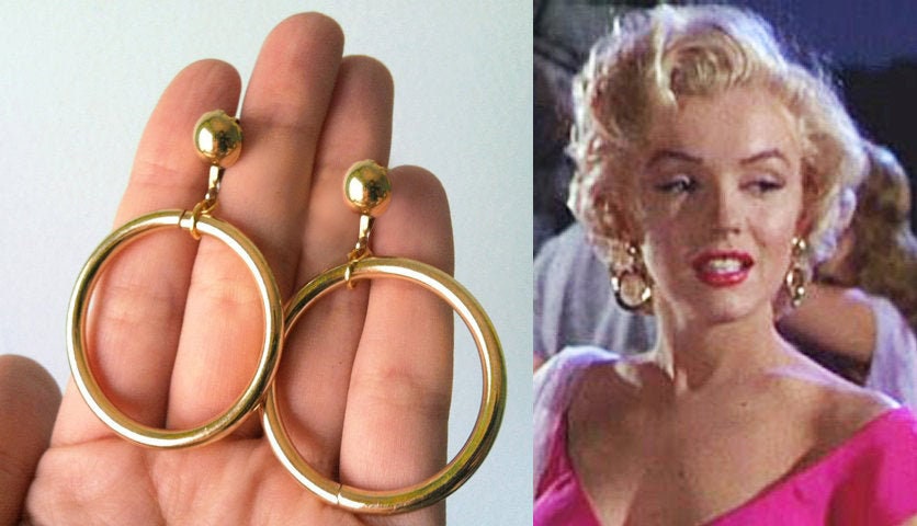 50s Gold Classic Marilyn Monroe NIAGRA Dangle Drop Hoop Earrings Goldtone Minimalist Wedding Bridesmaid Bride Handmade Jewelry Vintage Etsy Canada