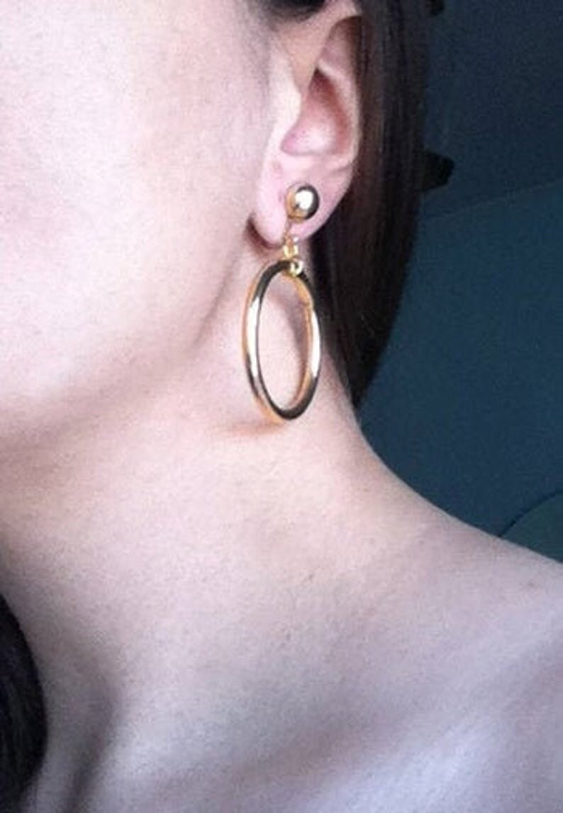 Iconic 50s Earrings Gold Tone Deadstock Chic Hoop Earrings Etsy