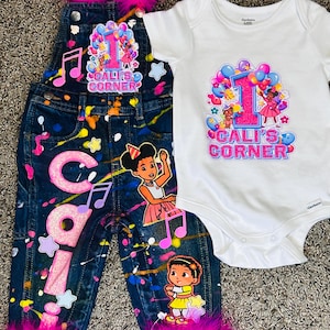 Exclusive Handcrafted Custom Character Denim Set | Personalized Kids Outfit | Designer Jeans & Jacket Set