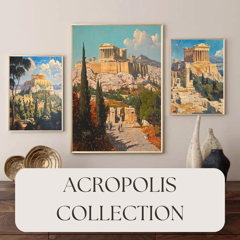 Printable Greek Painting of Athens Wall Art Acropolis Paintings Athens ...