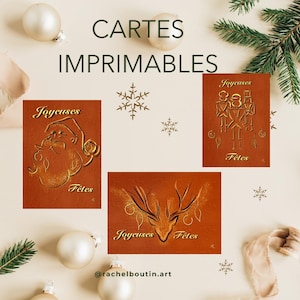 3 modèles de Cartes des fêtes originales imprimables, cartes de vœux numériques, cartes de vœux imprimables, carte des fêtes numérique