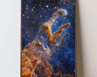 Pillars of Creation Poster – JWST NASA Nebula Print, Galaxy Decor