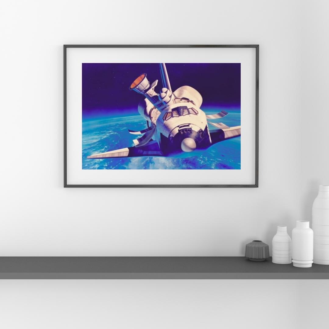 Space Shuttle Poster – Retro NASA Art – Astronaut Spaceflight Print ...