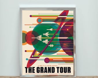 Retro NASA Poster – The Grand Tour, Mid-Century Space Art