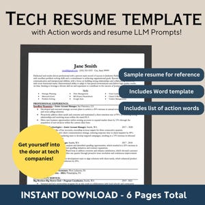 Modèle de CV technique convivial ATS, CV informatique pour Word, modèle de CV Modèle de CV CV CV développeur, invites LLM