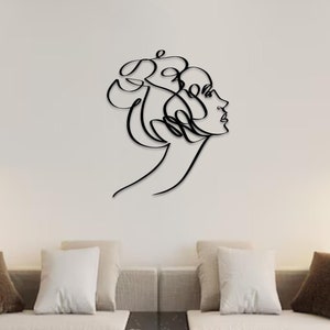 Minimalist Woman Metal Line Wall Art | Feminine One Line Art | Home Wall Hanging | Metal Home Decor | Above Bed Decor | Gift For Her