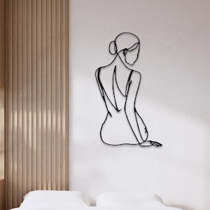 Woman Line Metal Wall Art | Feminine One Line Art | Minimalist Wall Art | Female Body Wall Decor | Above Bed Decor | Metal Wall Hanging
