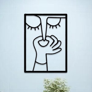 Funny Toilet Metal Wall Art | Minimalist One Line Draw Wall Art | Bathroom Wall Decor | Restroom  Decor | Metal Wall Hanging | Toilet Humor