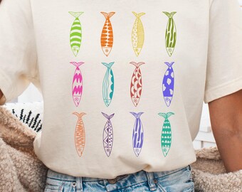 Sardine Graphic Tee, Fisherman Aesthetic, Summer Shirt, Tinned Fish, Amalfi Coast, Coastal T Shirt