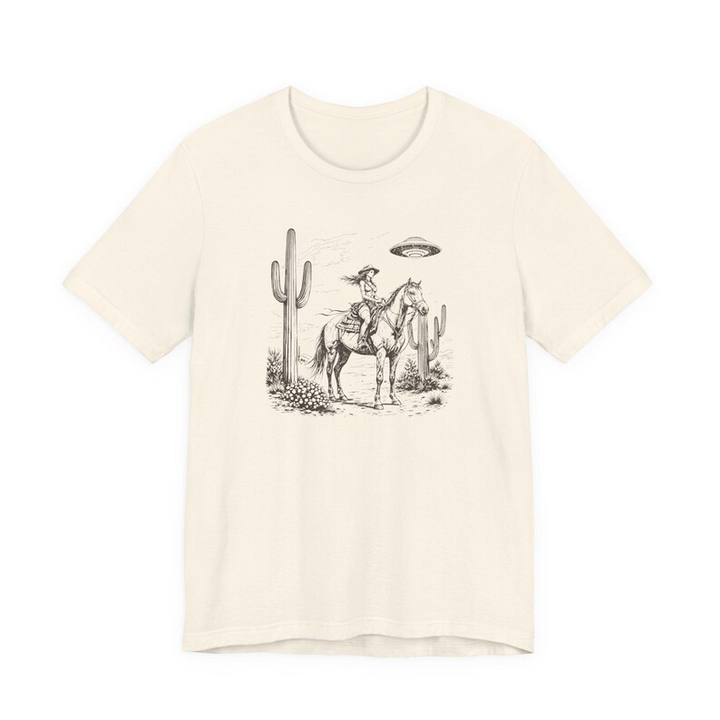 Cosmic Cowgirl TShirt, UFO Western Graphic Tee, Retro Space Cowgirl Shirt, Bella Canvas Tee image 7